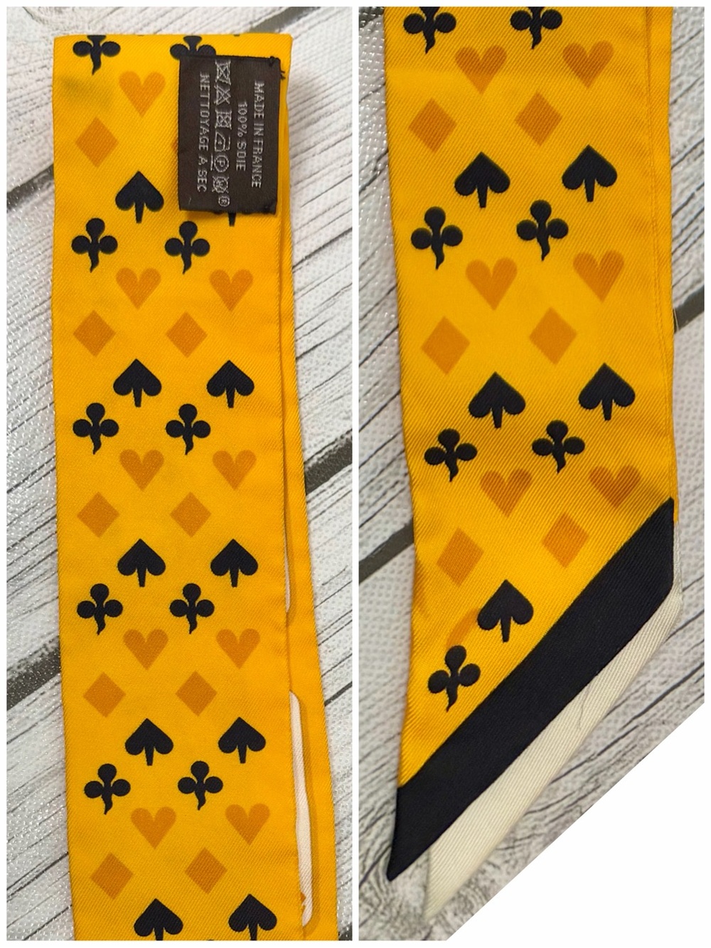 PRE LOVED Hermès "Jeu de Cartes" Twilly Scarf - Picture 5 of 9